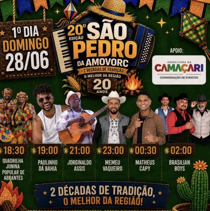 Matheus Capy é atração confirmada no São Pedro da AMOVORC em Camaçari